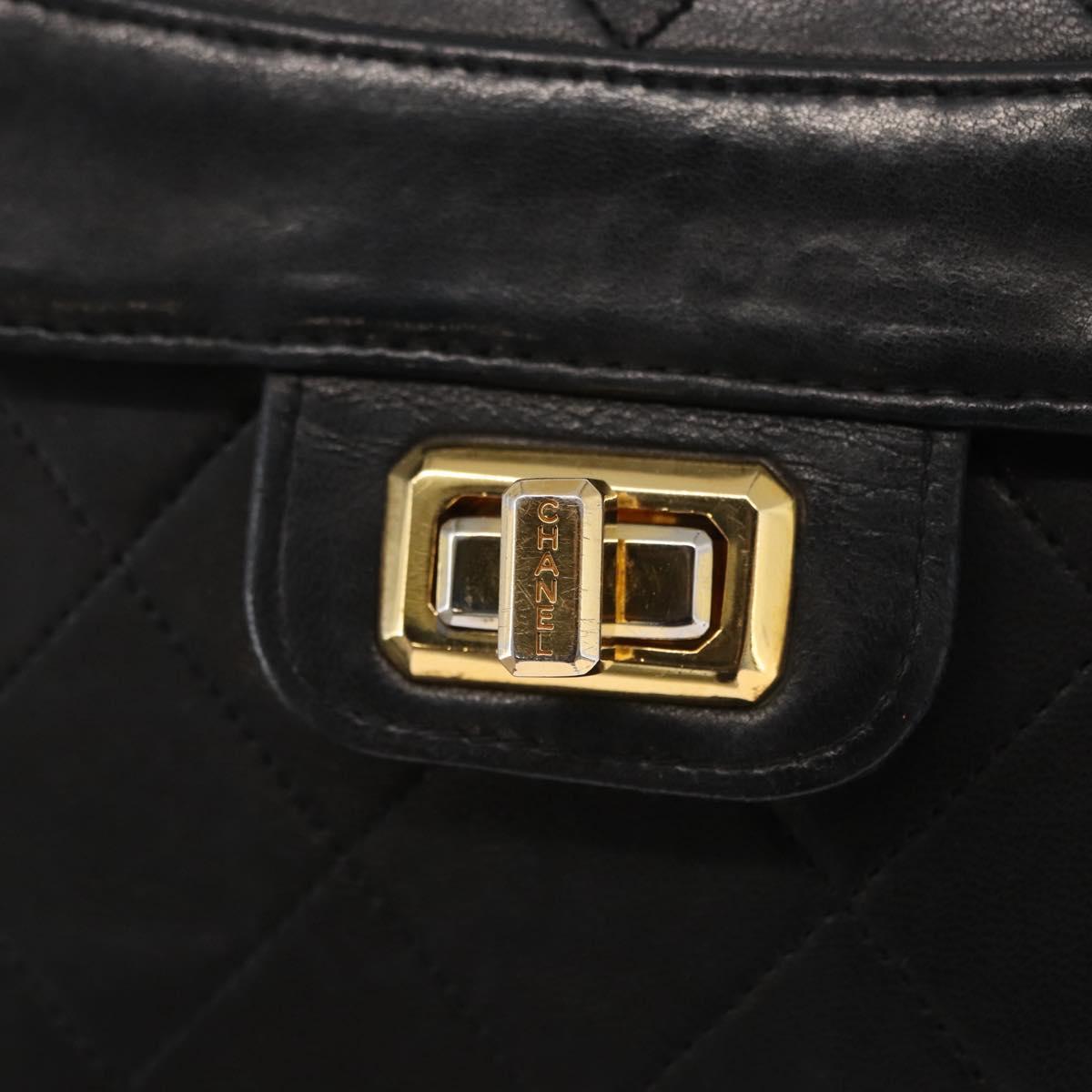 CHANEL Matelasse Chain Shoulder Bag Lamb Skin Black Gold CC Auth ka1267