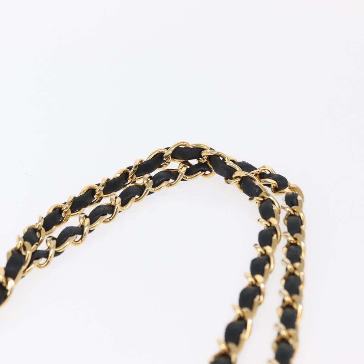 CHANEL Matelasse Chain Shoulder Bag Lamb Skin Black Gold CC Auth ka1267