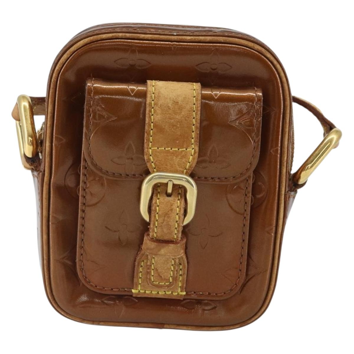 LOUIS VUITTON Monogram Vernis Christie PM Shoulder Bag Bronze M91111 Auth ka1269