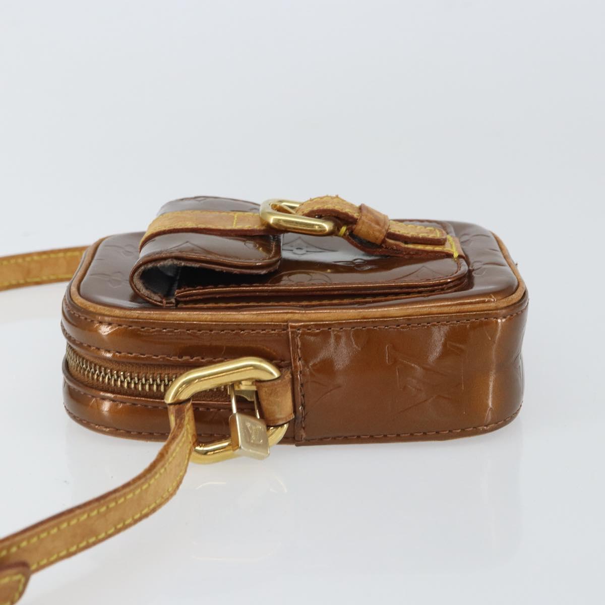 LOUIS VUITTON Monogram Vernis Christie PM Shoulder Bag Bronze M91111 Auth ka1269