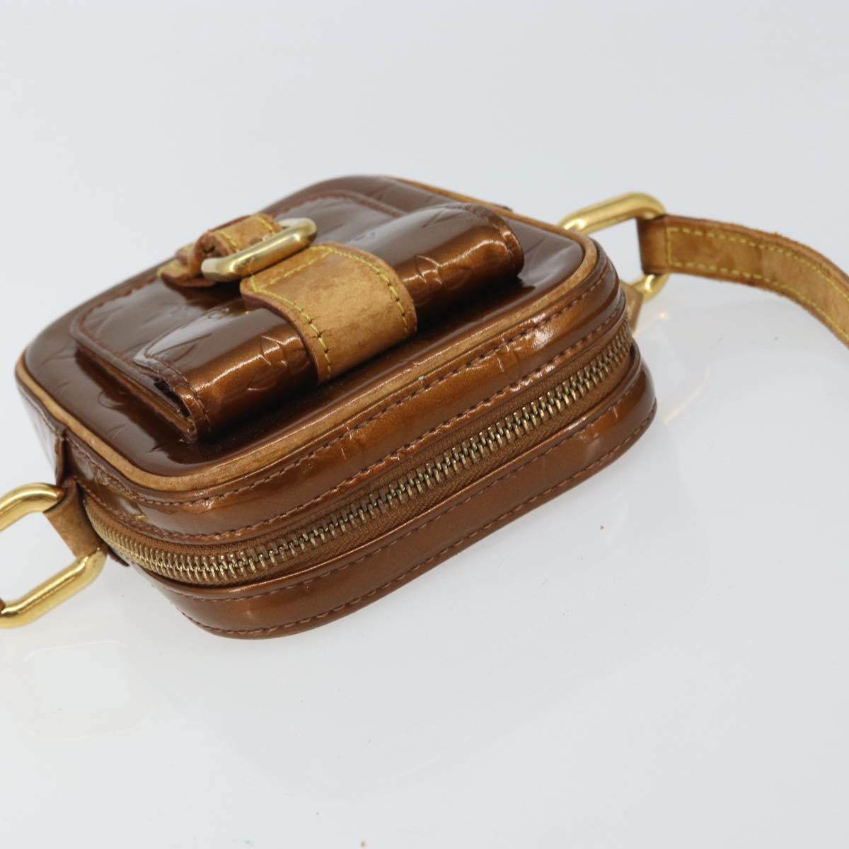LOUIS VUITTON Monogram Vernis Christie PM Shoulder Bag Bronze M91111 Auth ka1269
