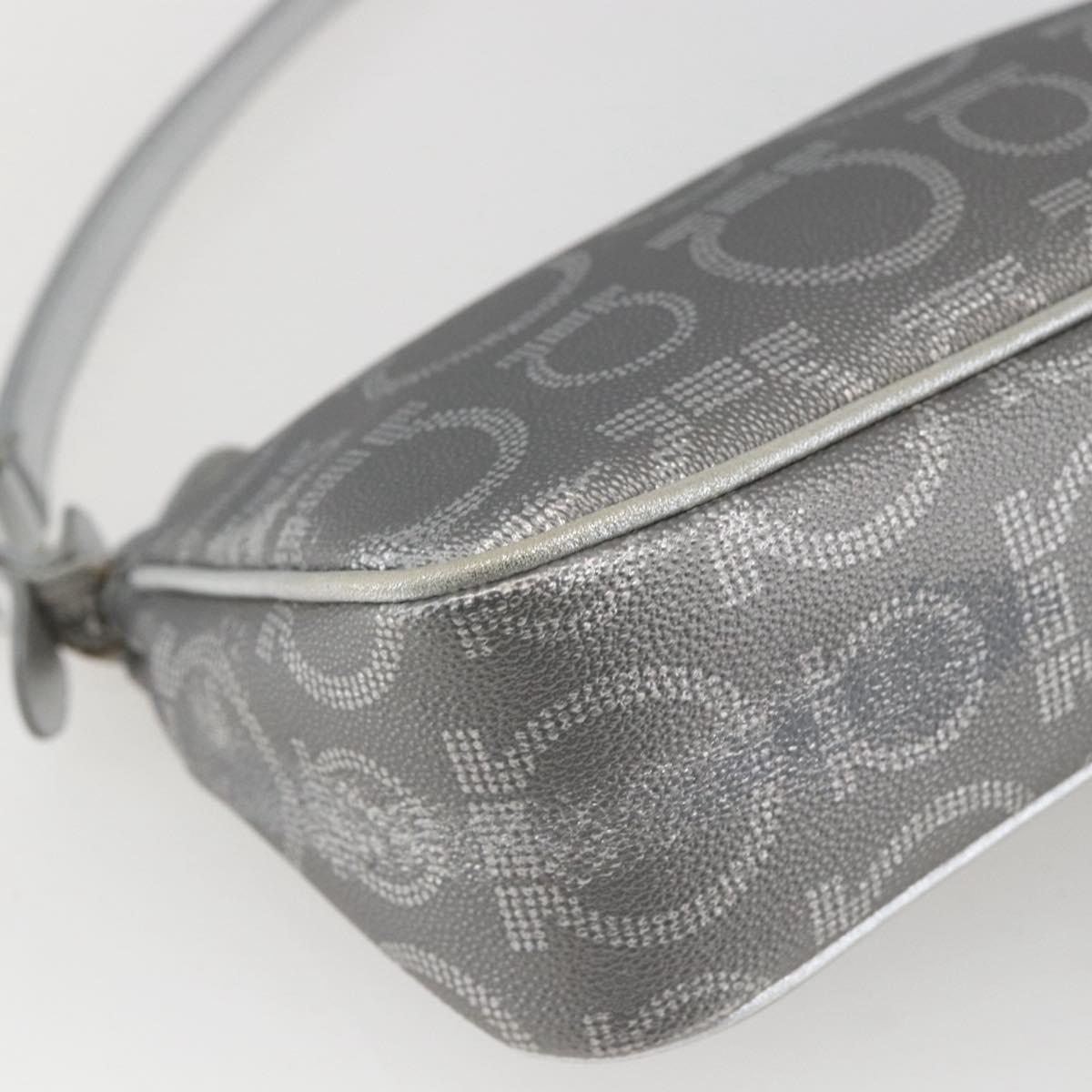 Salvatore Ferragamo Gancini Hand Pouch PVC Silver Auth ka1272
