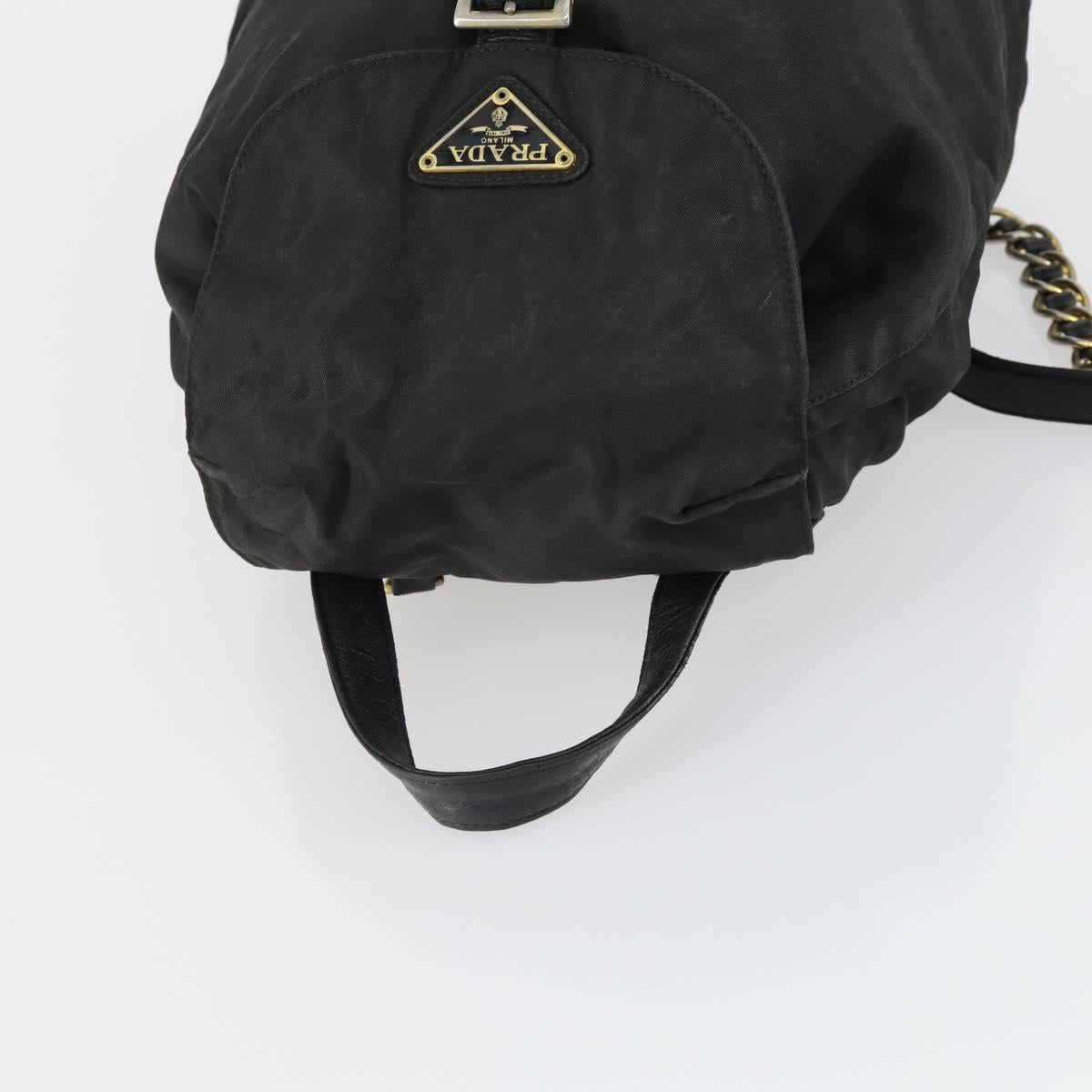 PRADA Backpack Nylon Black Gold Auth ka1273