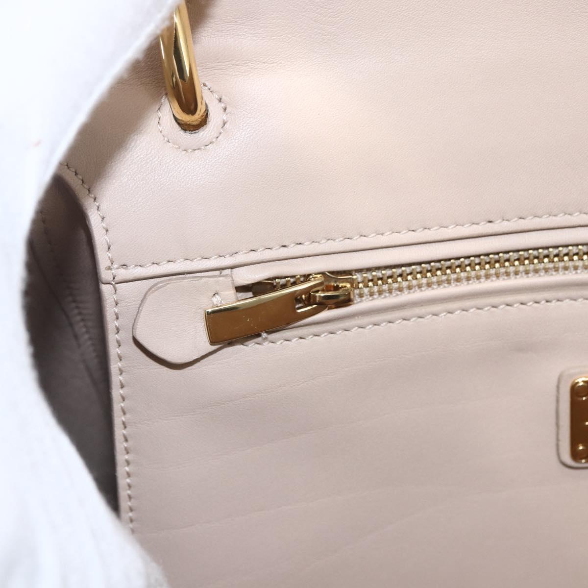 Salvatore Ferragamo Gancini Hand Bag Leather 2way Beige Gold Auth ka1275