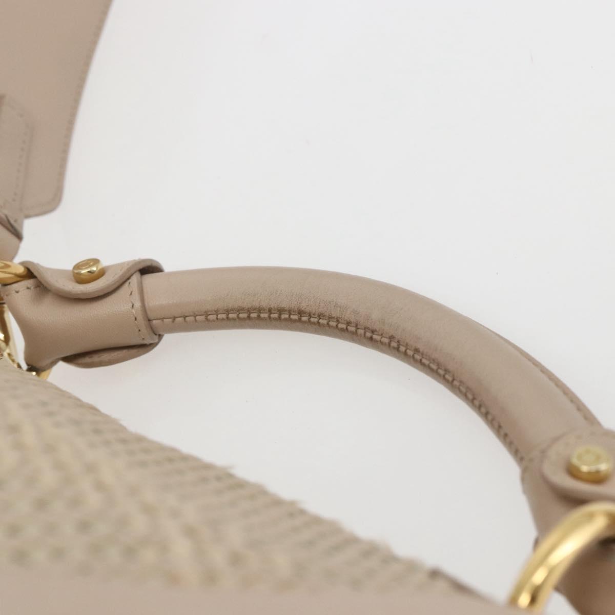 Salvatore Ferragamo Gancini Hand Bag Leather 2way Beige Gold Auth ka1275