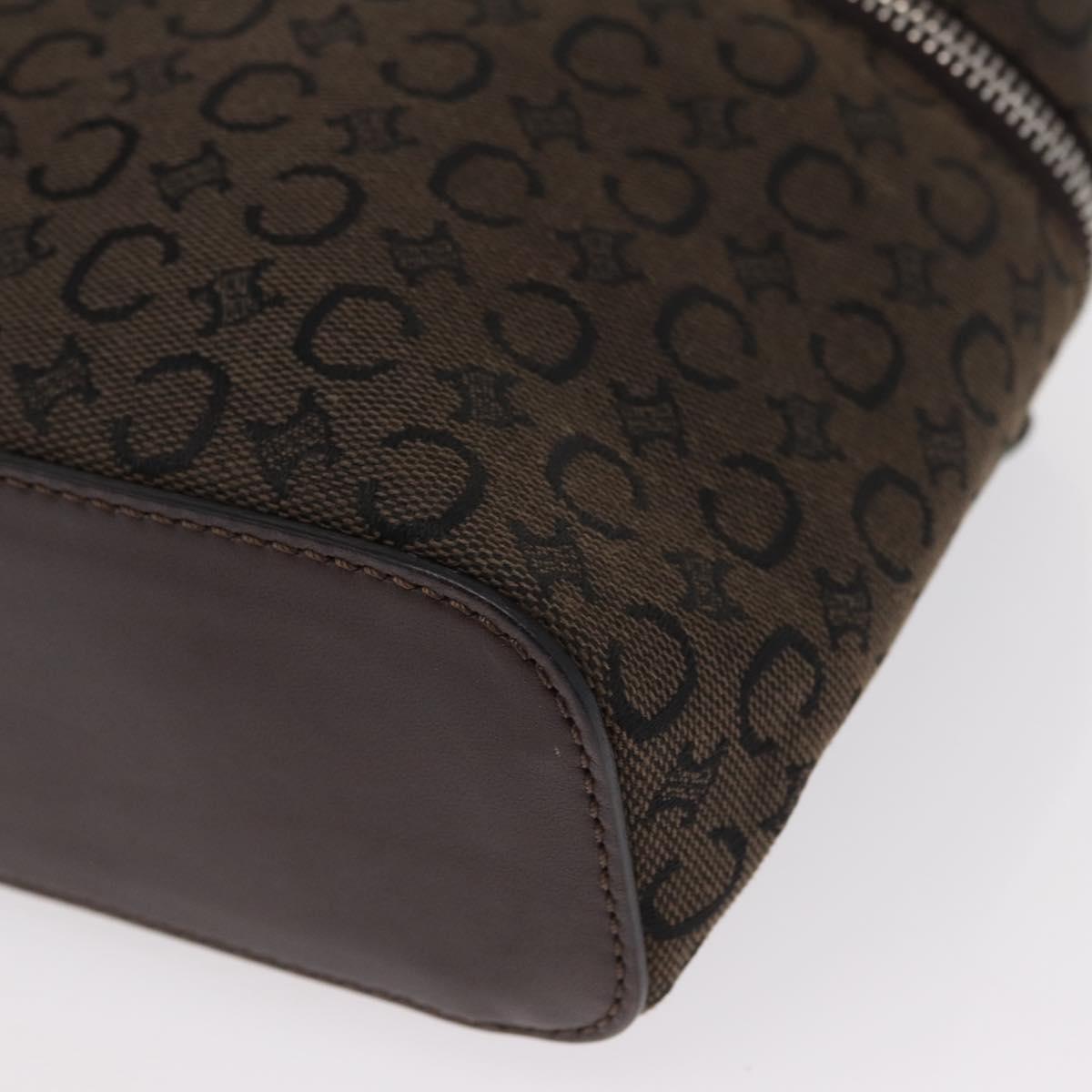 CELINE C Macadam Canvas Vanity Pouch Brown Silver Auth ka1279