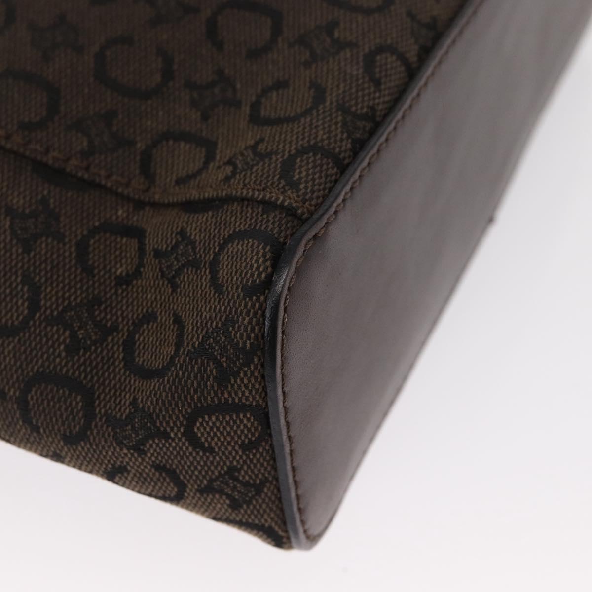 CELINE C Macadam Canvas Vanity Pouch Brown Silver Auth ka1279