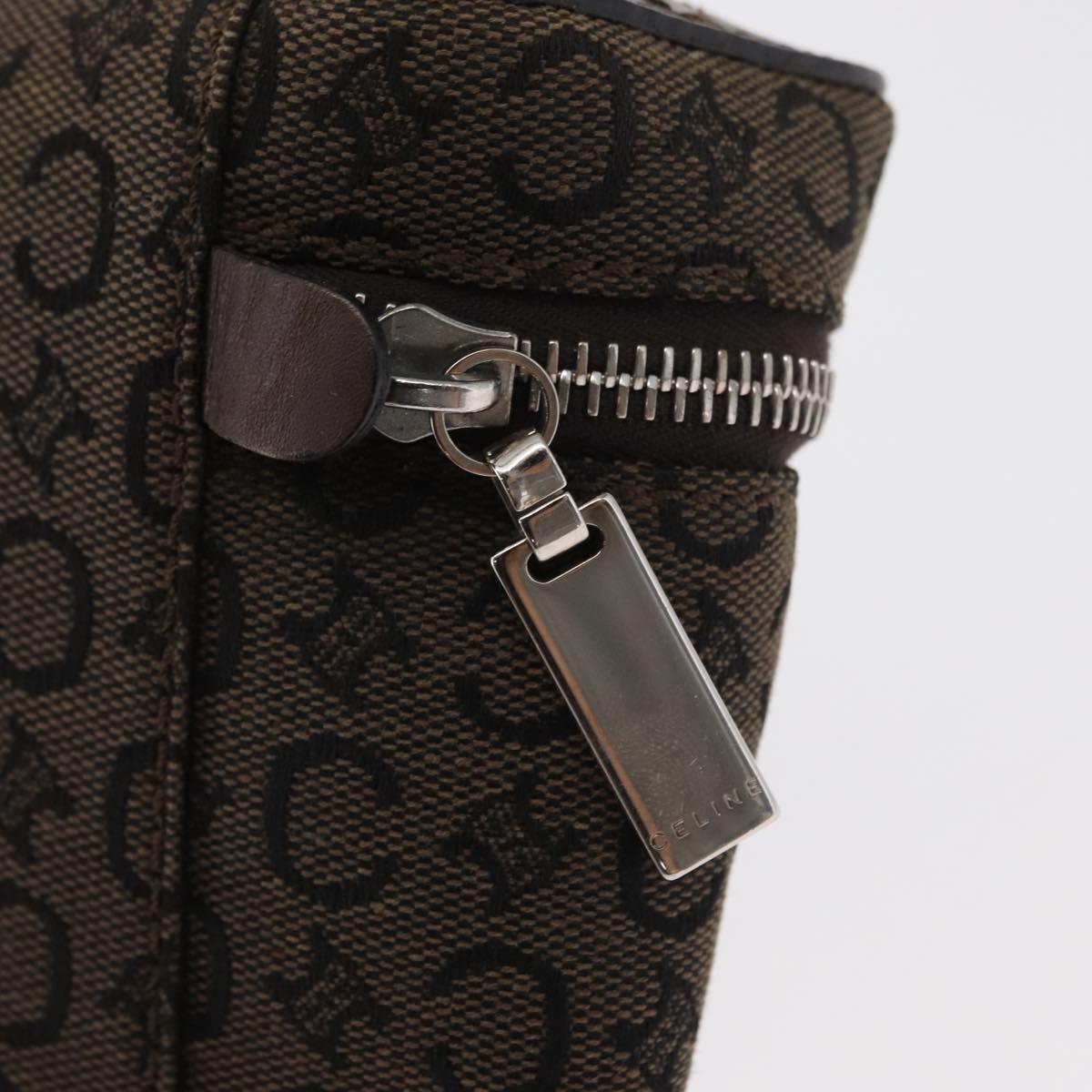 CELINE C Macadam Canvas Vanity Pouch Brown Silver Auth ka1279