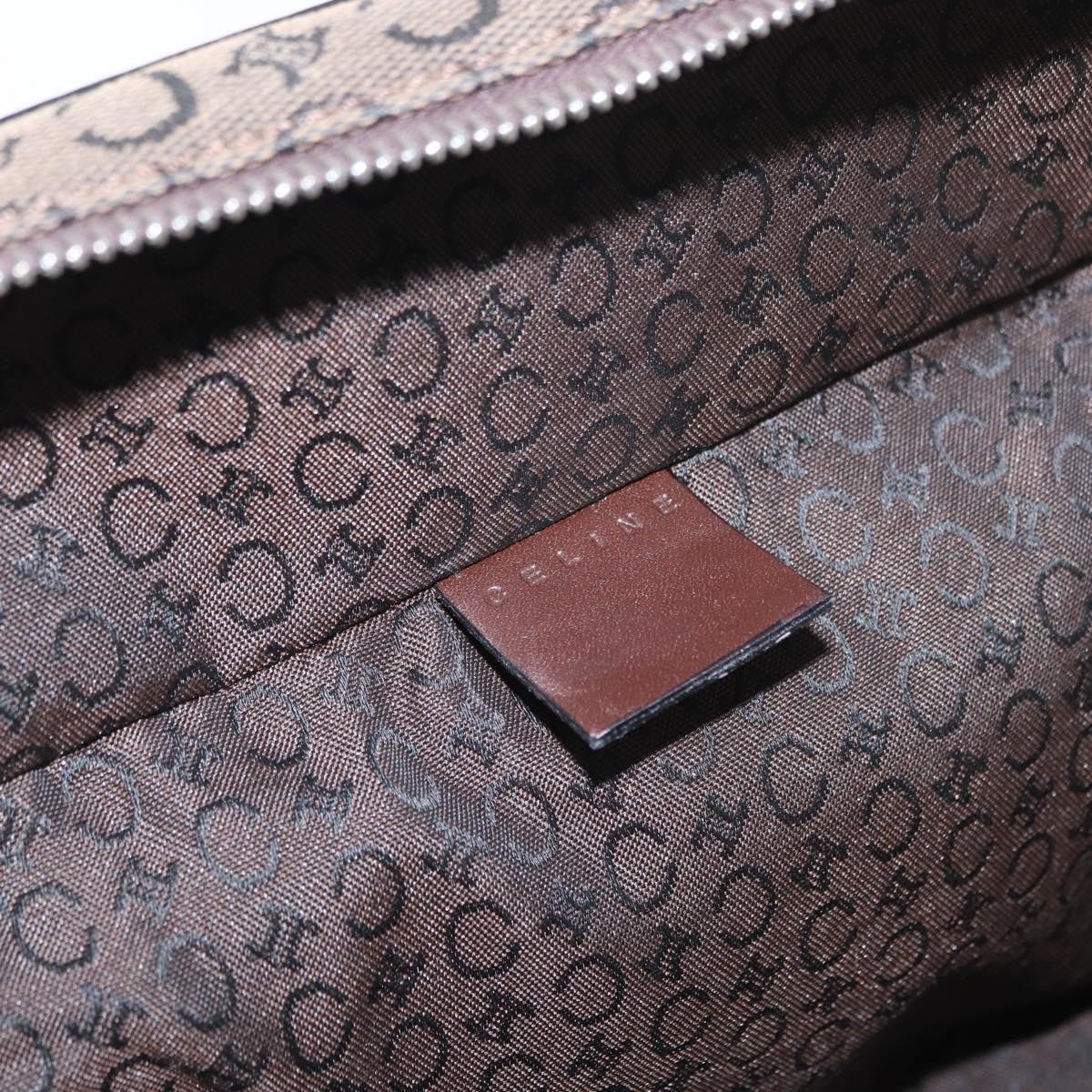 CELINE C Macadam Canvas Vanity Pouch Brown Silver Auth ka1279