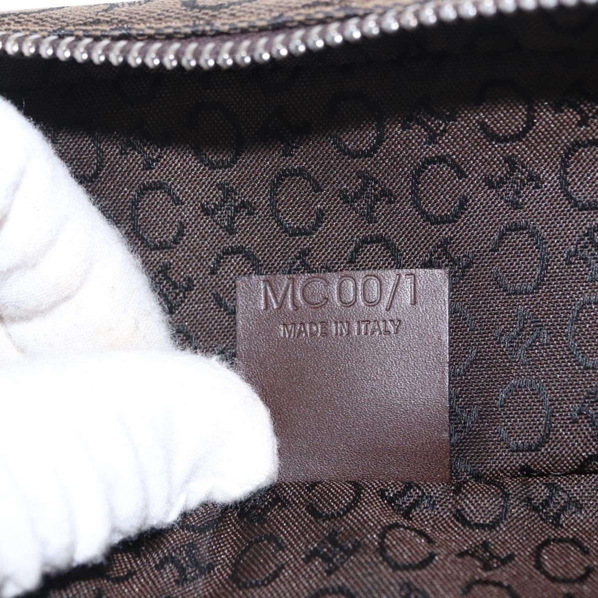 CELINE C Macadam Canvas Vanity Pouch Brown Silver Auth ka1279