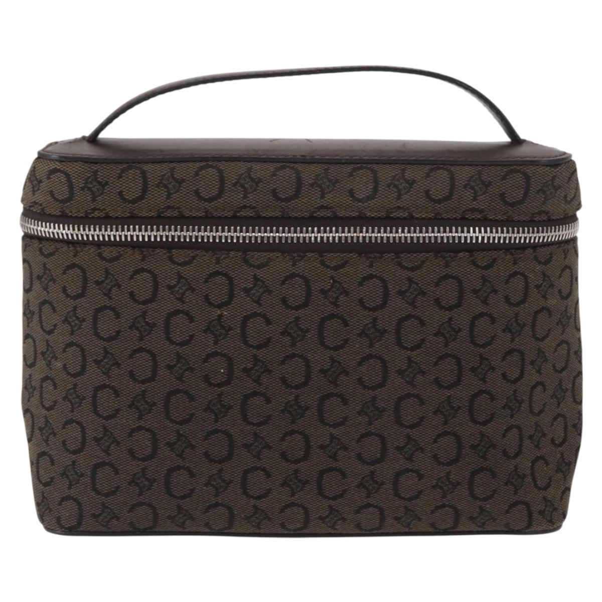 CELINE C Macadam Canvas Vanity Pouch Brown Silver Auth ka1279