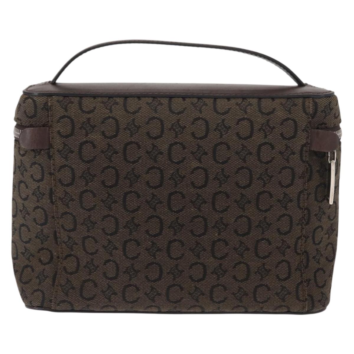 CELINE C Macadam Canvas Vanity Pouch Brown Silver Auth ka1279