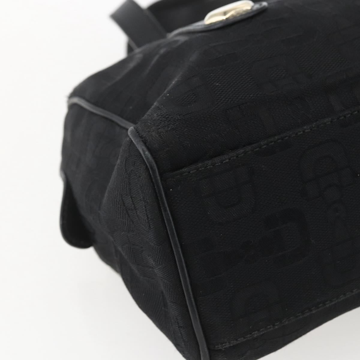 GUCCI Hand Bag Canvas Black Gold 248270 Auth ka1280