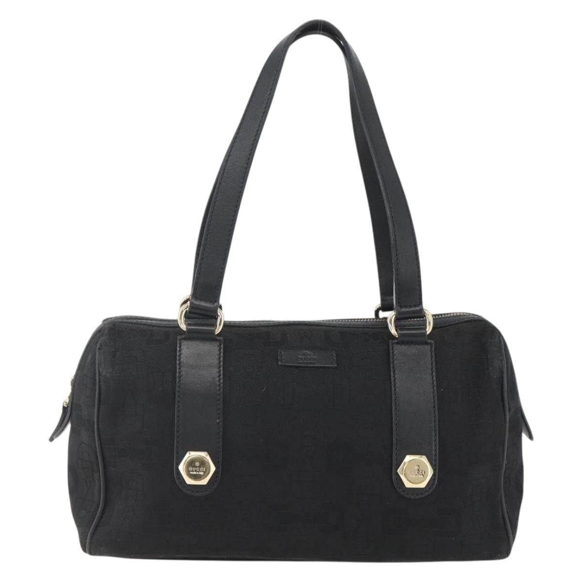 GUCCI Hand Bag Canvas Black Gold 248270 Auth ka1280