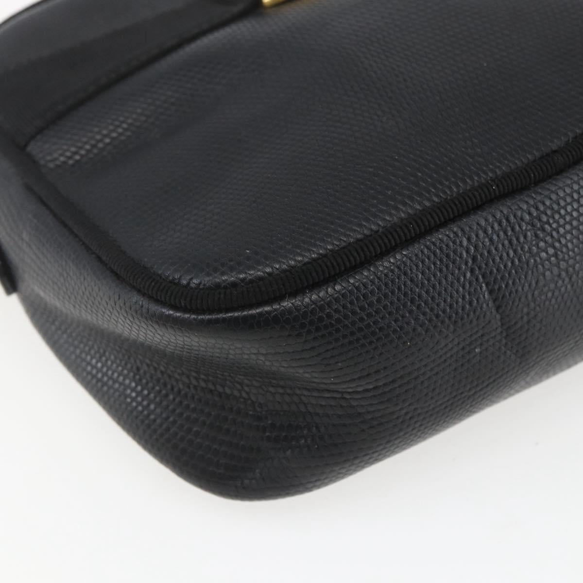 Salvatore Ferragamo Shoulder Bag Leather Black Gold Auth ka1281