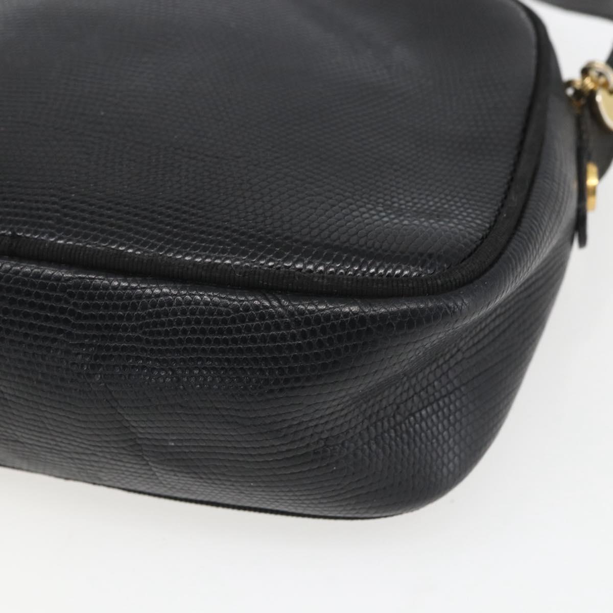Salvatore Ferragamo Shoulder Bag Leather Black Gold Auth ka1281