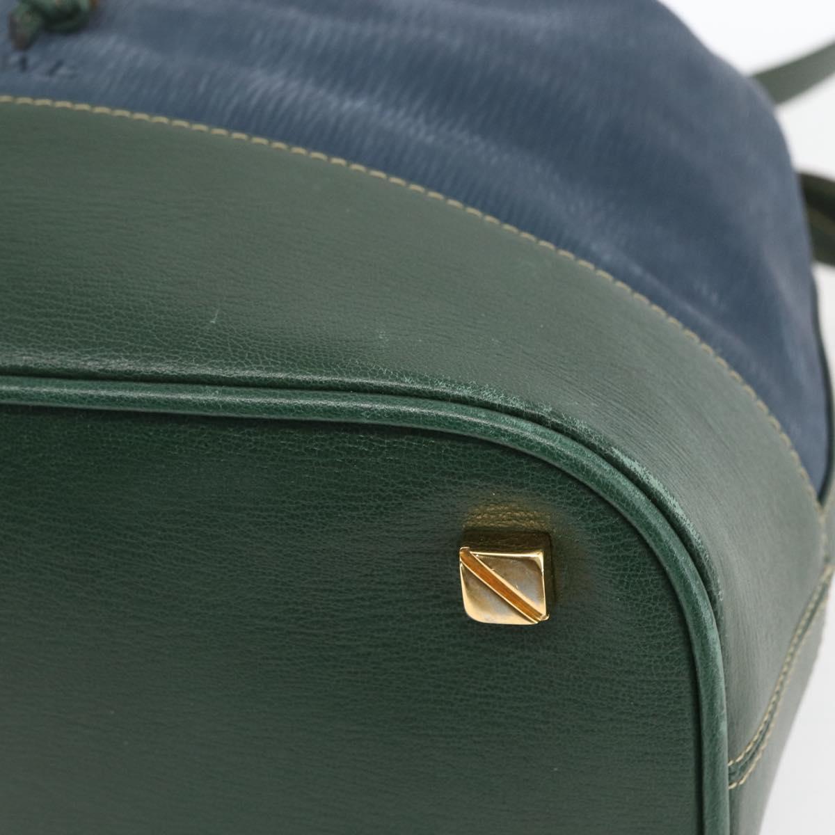 LOEWE Velazquez Shoulder Bag Leather Blue Green gold Auth ka1284