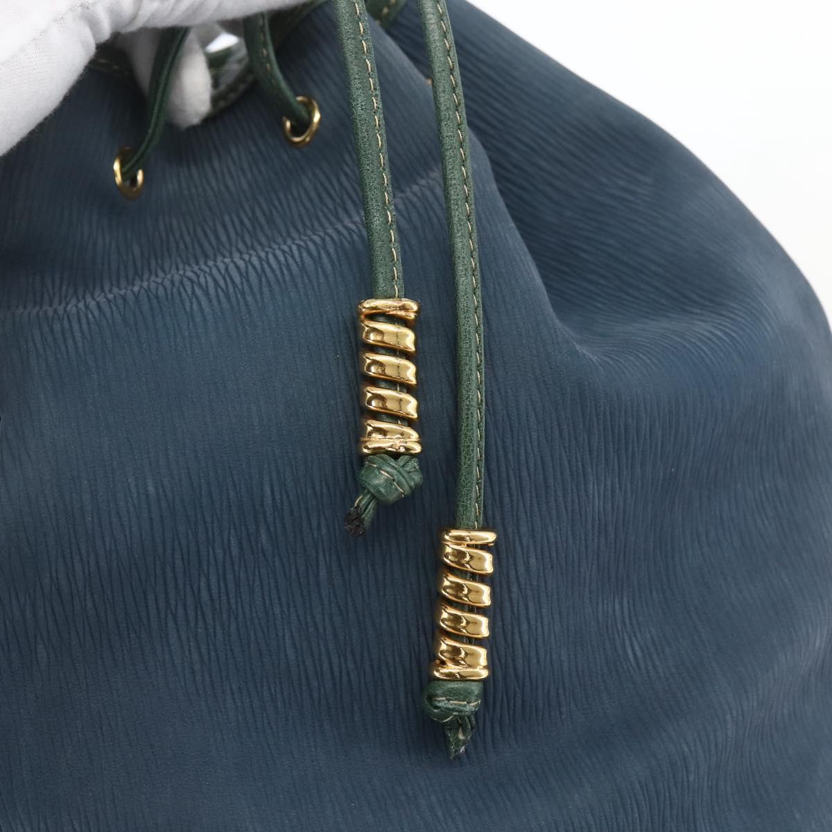 LOEWE Velazquez Shoulder Bag Leather Blue Green gold Auth ka1284
