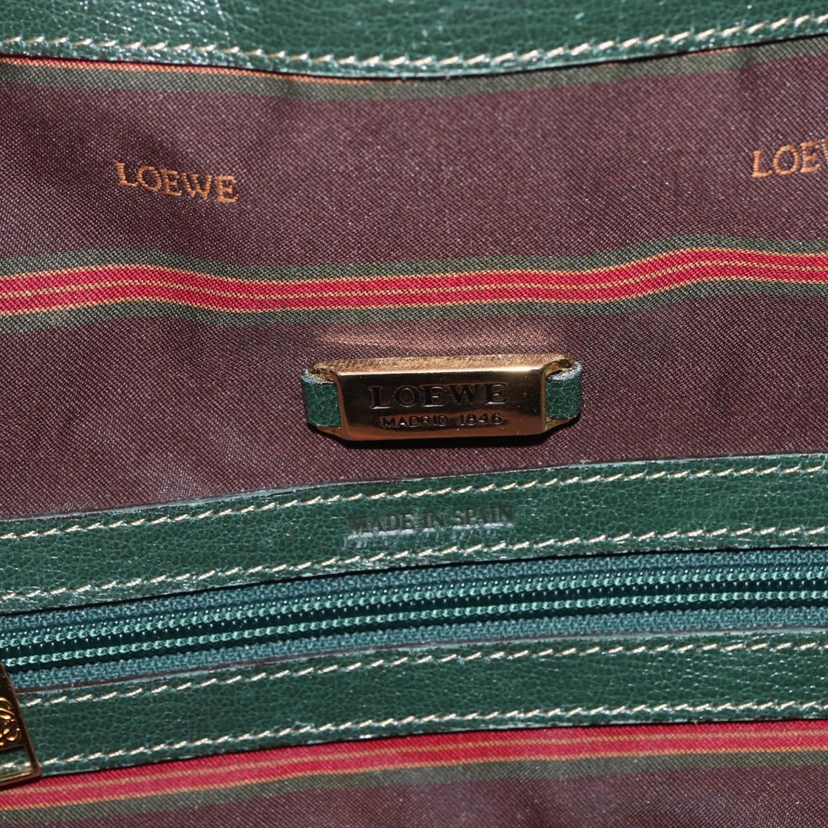 LOEWE Velazquez Shoulder Bag Leather Blue Green gold Auth ka1284