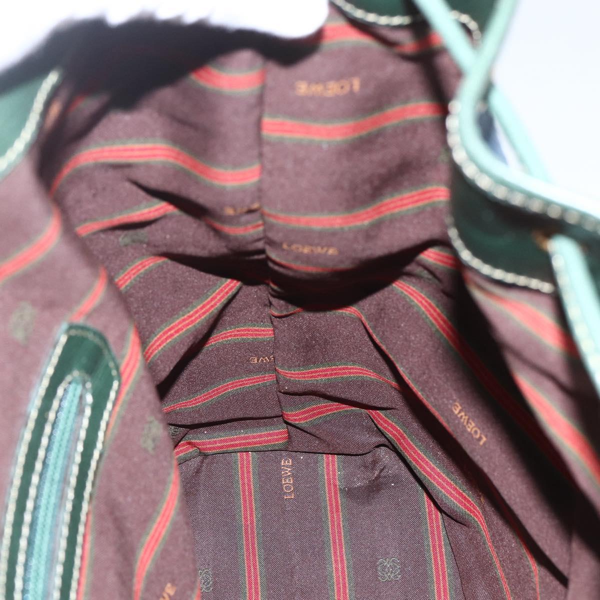 LOEWE Velazquez Shoulder Bag Leather Blue Green gold Auth ka1284