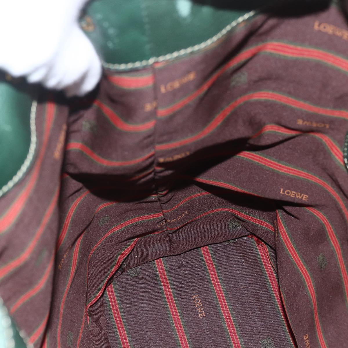 LOEWE Velazquez Shoulder Bag Leather Blue Green gold Auth ka1284