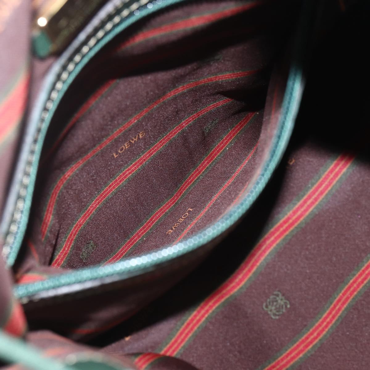 LOEWE Velazquez Shoulder Bag Leather Blue Green gold Auth ka1284