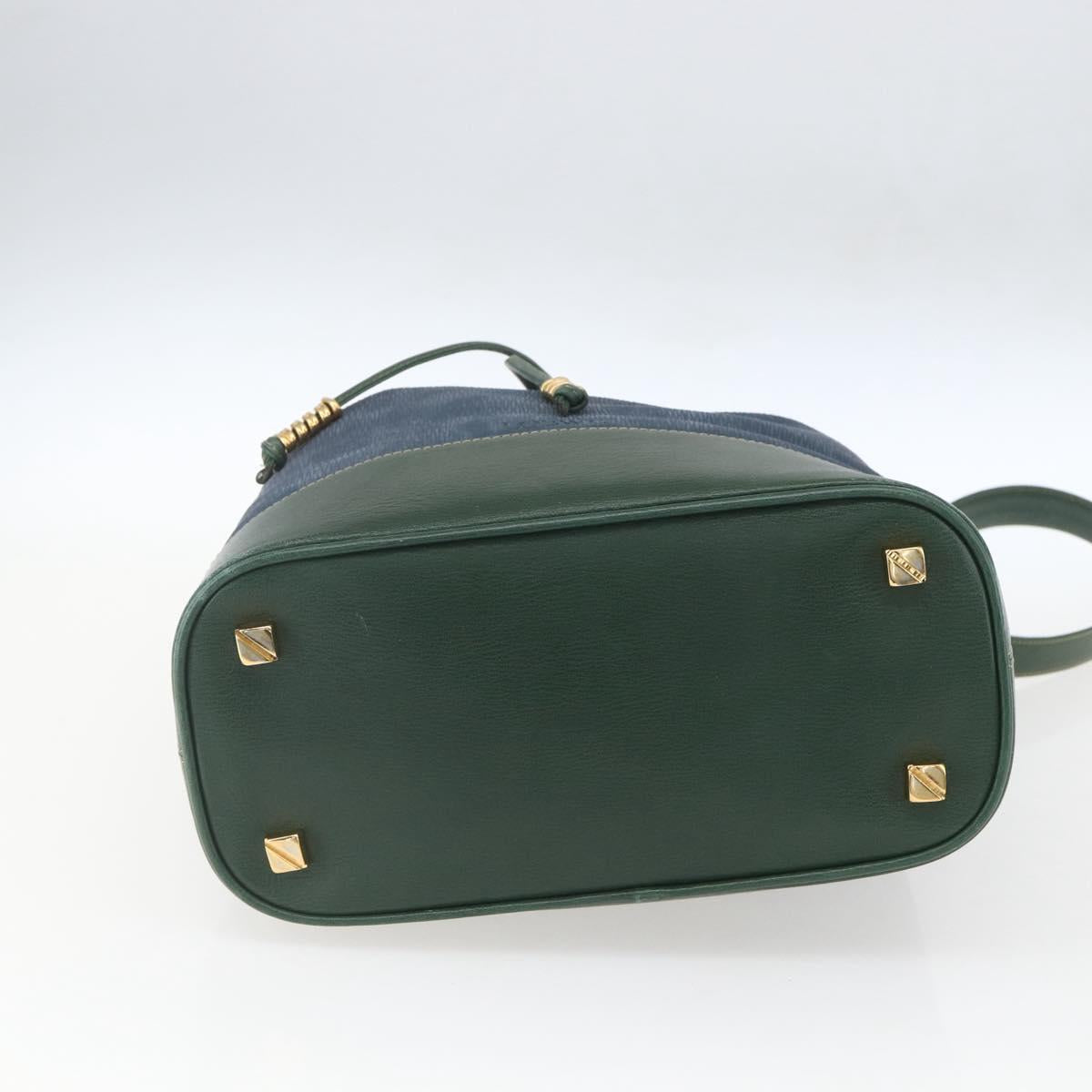 LOEWE Velazquez Shoulder Bag Leather Blue Green gold Auth ka1284