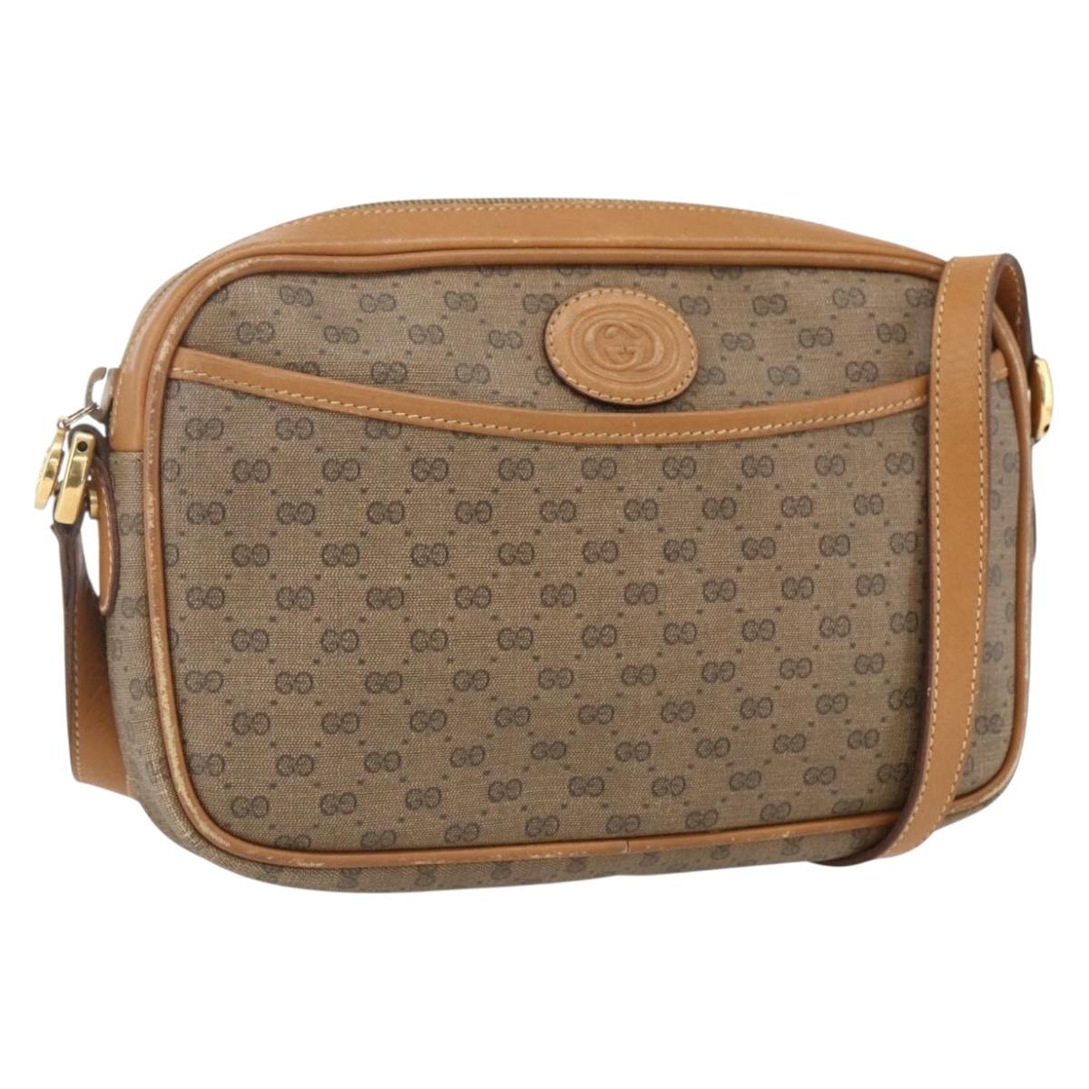 GUCCI Micro GG Supreme Shoulder Bag PVC Beige Gold 007 113 0095 Auth ka1300