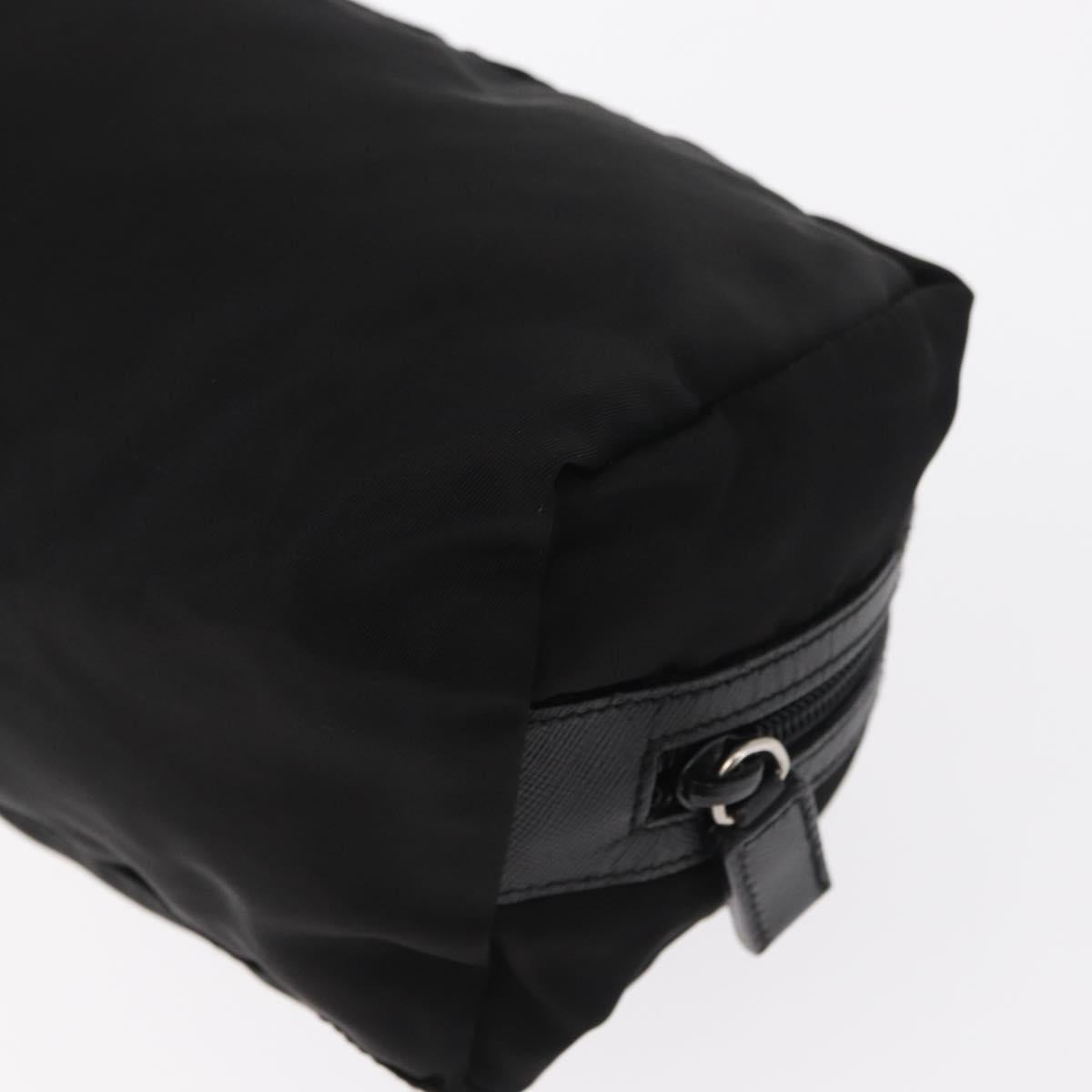PRADA Pouch Nylon Black Silver Auth ka131