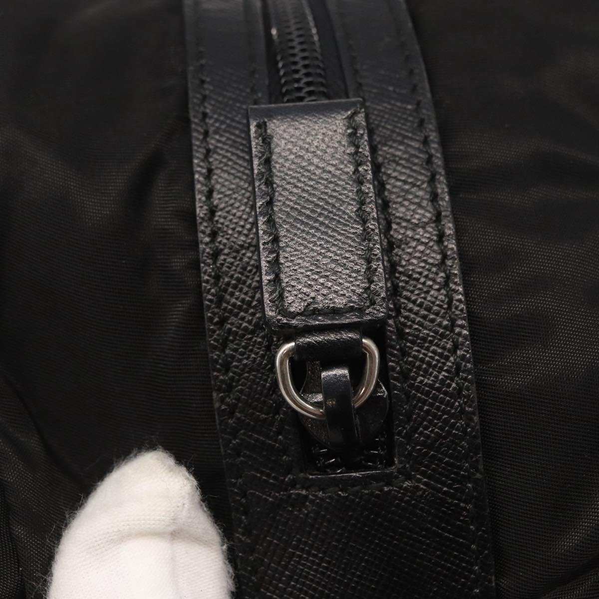 PRADA Pouch Nylon Black Silver Auth ka131