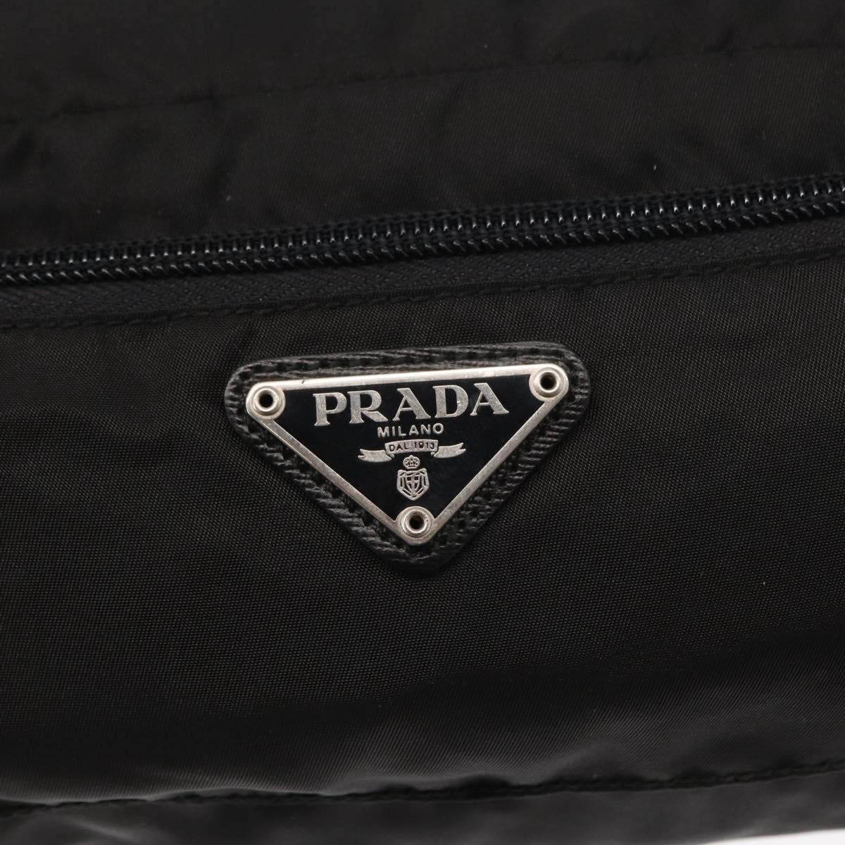 PRADA Pouch Nylon Black Silver Auth ka131