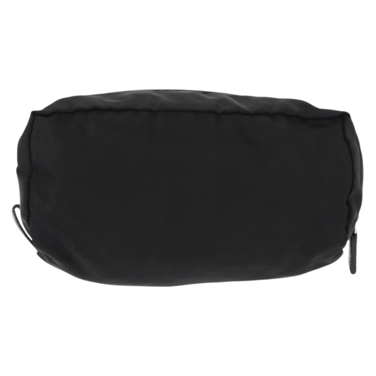 PRADA Pouch Nylon Black Silver Auth ka131