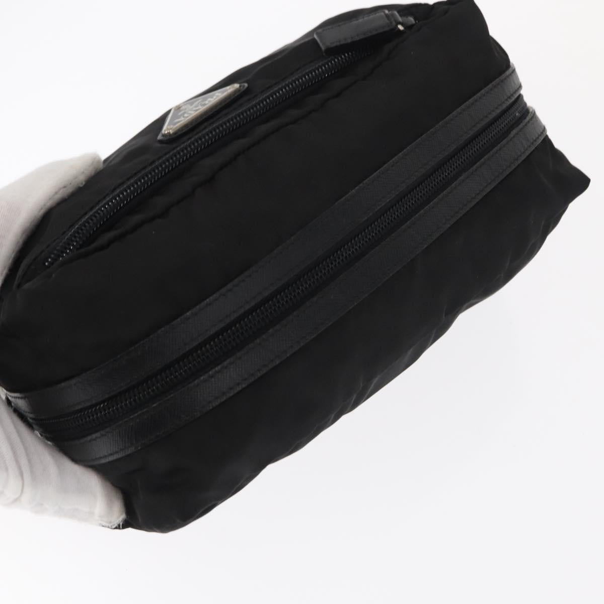 PRADA Pouch Nylon Black Silver Auth ka131