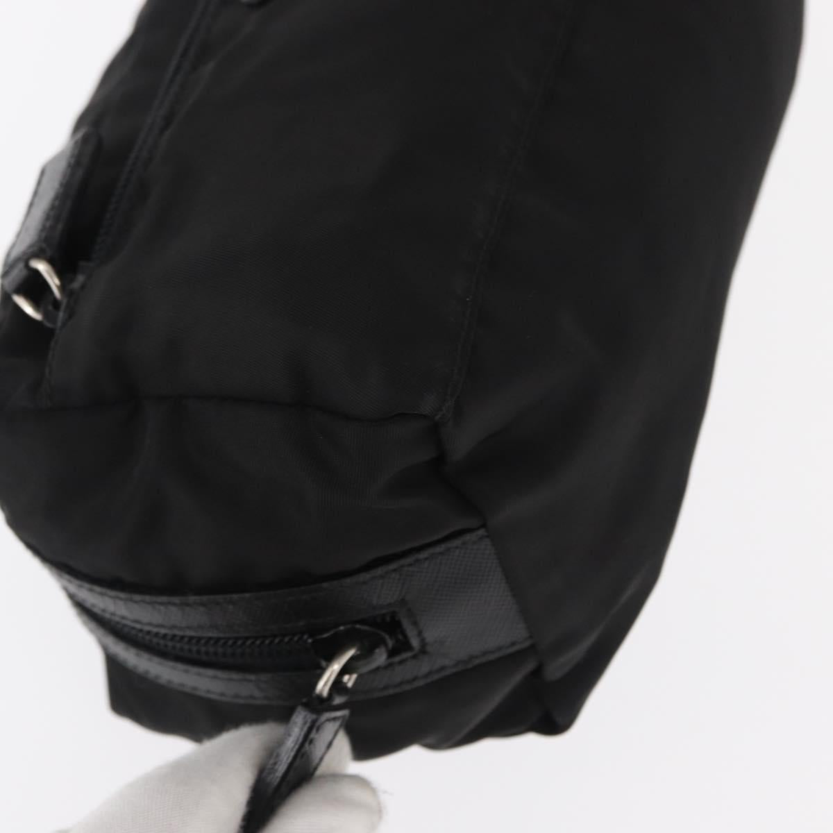 PRADA Pouch Nylon Black Silver Auth ka131