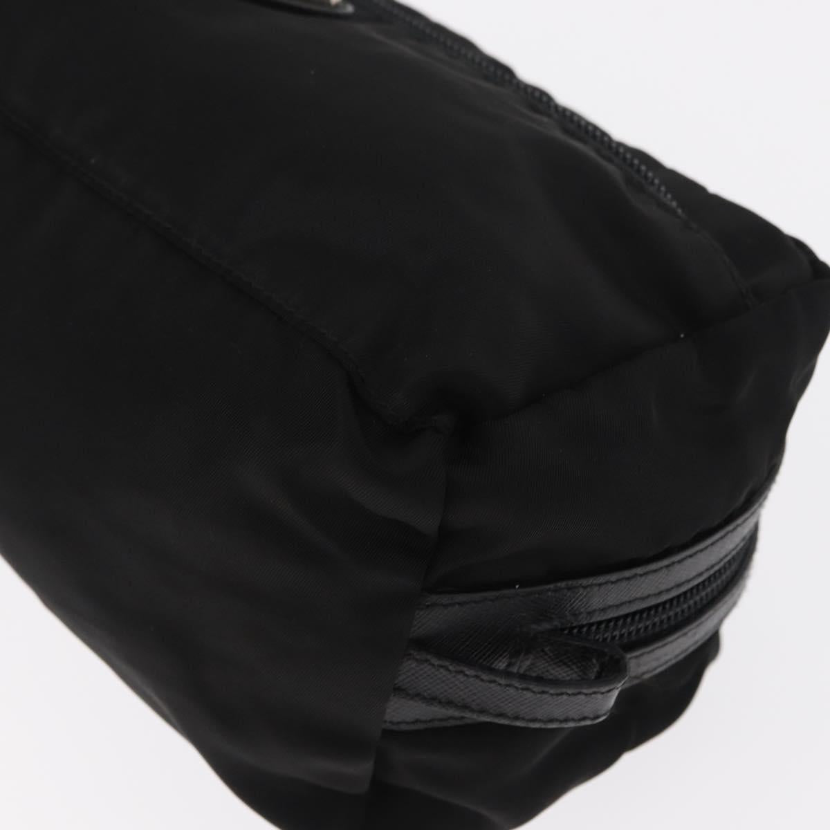PRADA Pouch Nylon Black Silver Auth ka131
