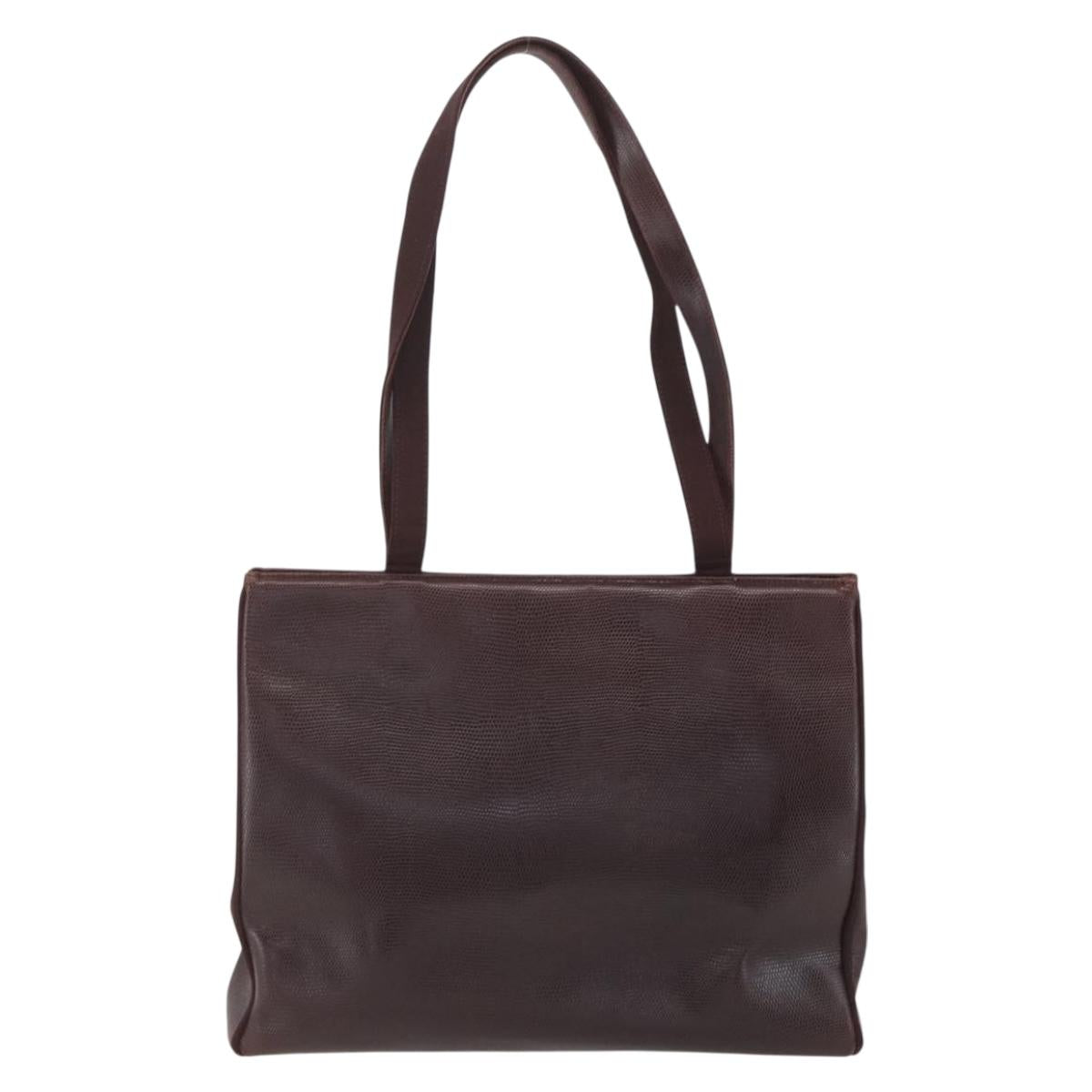 Salvatore Ferragamo Tote Bag Leather Brown Gold Auth ka1314