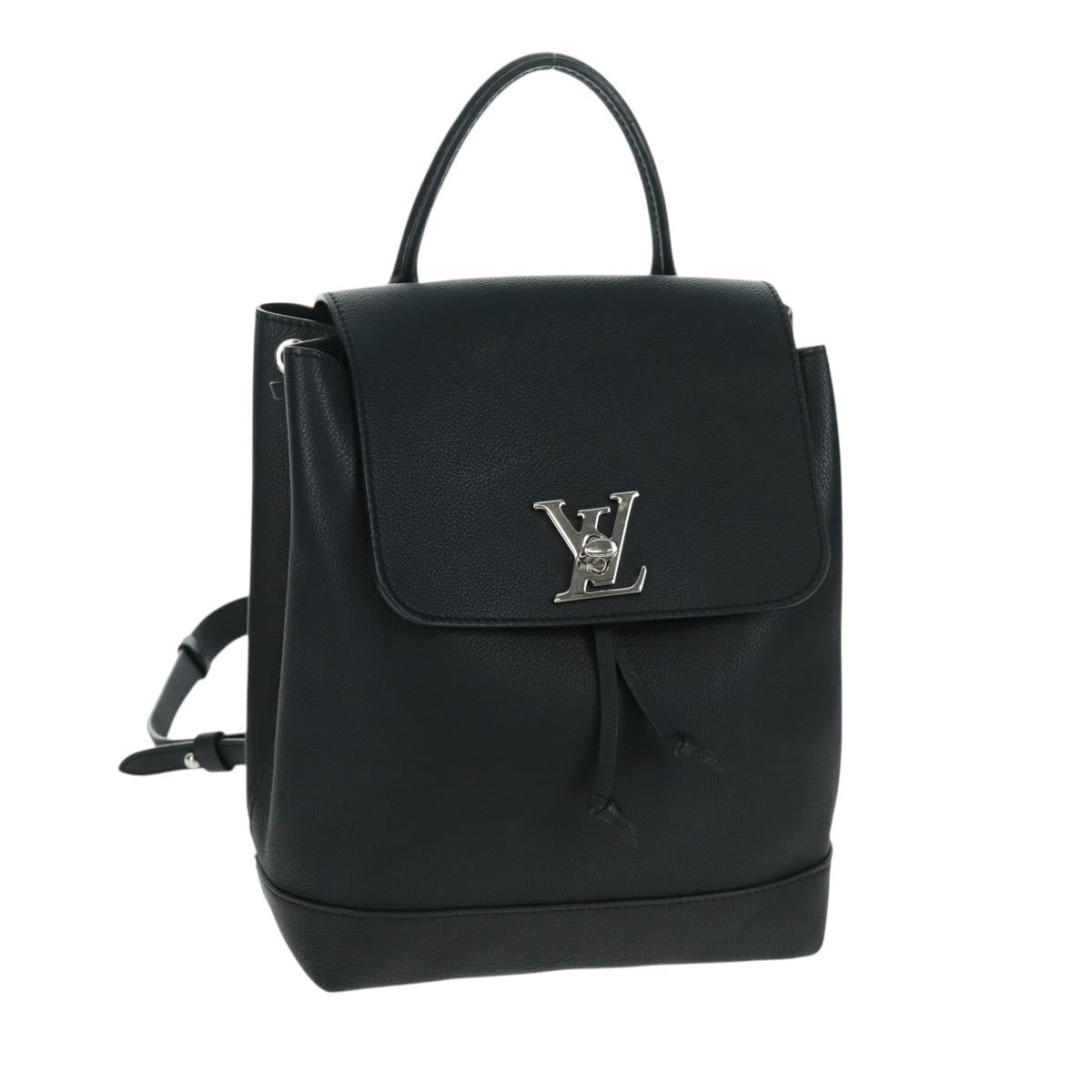 LOUIS VUITTON Calf Leather Turn Lock Rock Me Backpack Black M41815 Auth ka1317