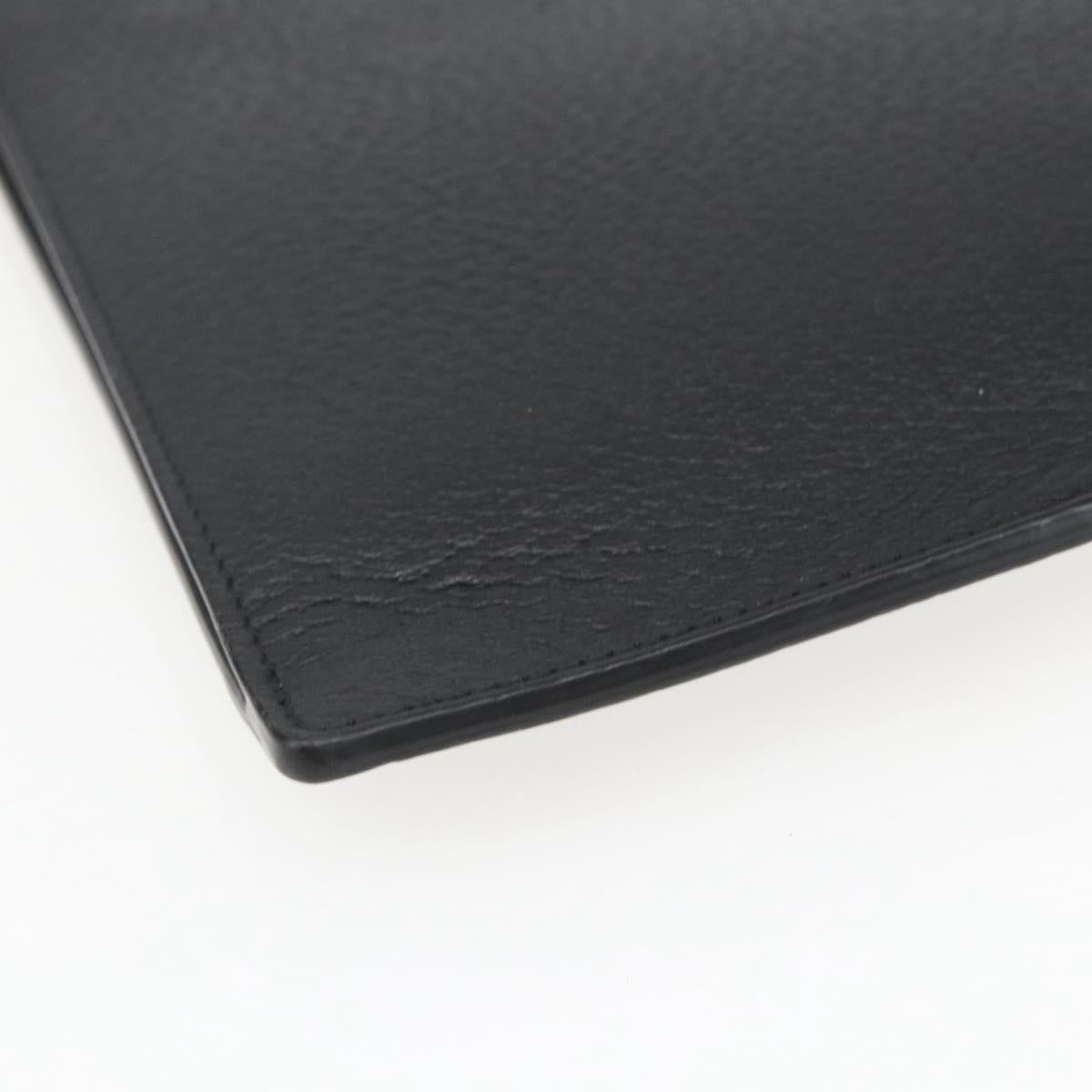 GUCCI Clutch Bag Leather Black Gold 475317 Auth ka1319