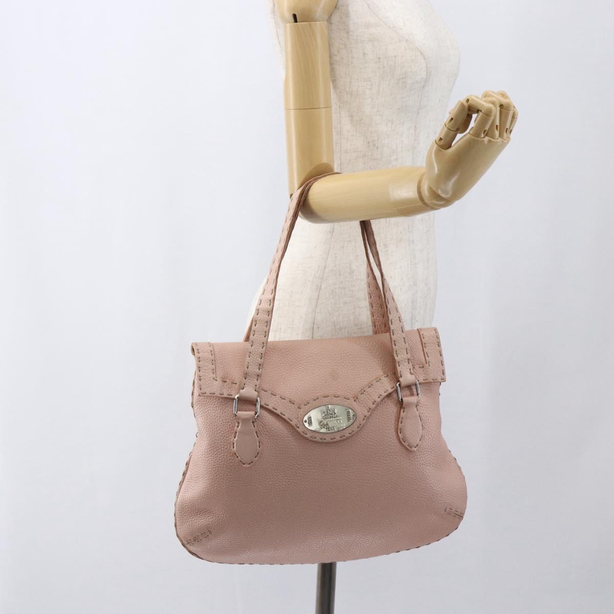 FENDI Celeria Hand Bag Leather Pink Auth ka1320