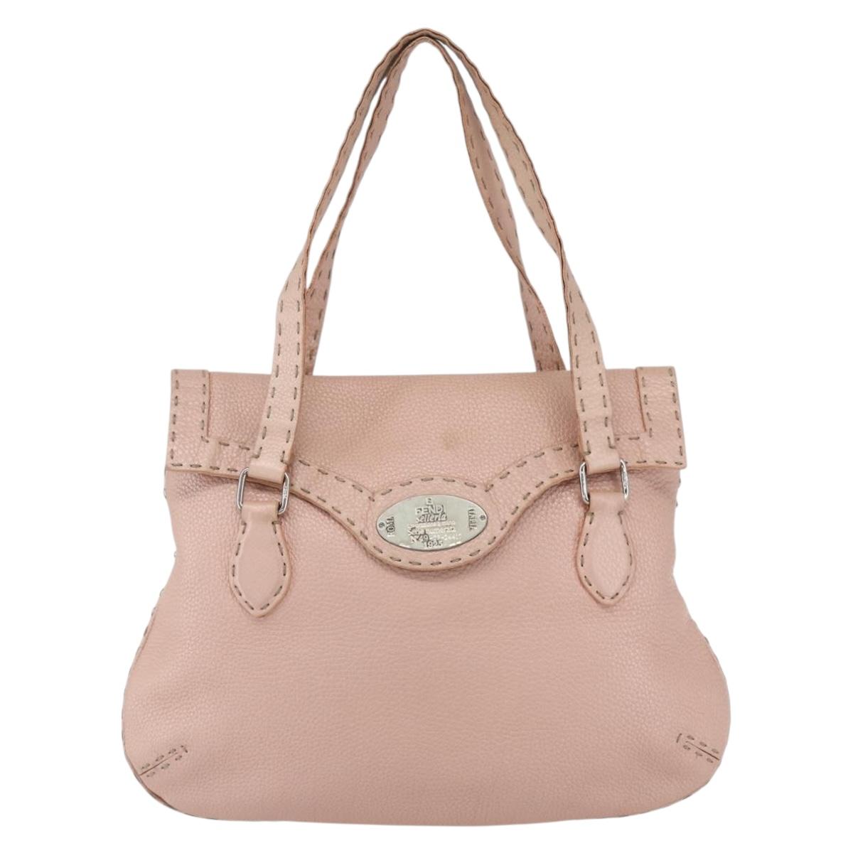 FENDI Celeria Hand Bag Leather Pink Auth ka1320