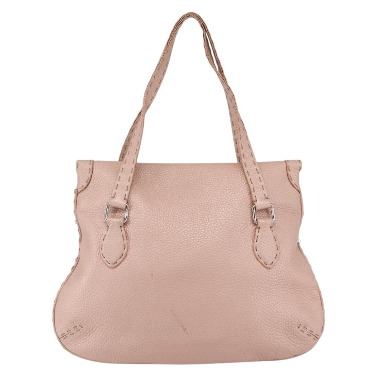 FENDI Celeria Hand Bag Leather Pink Auth ka1320