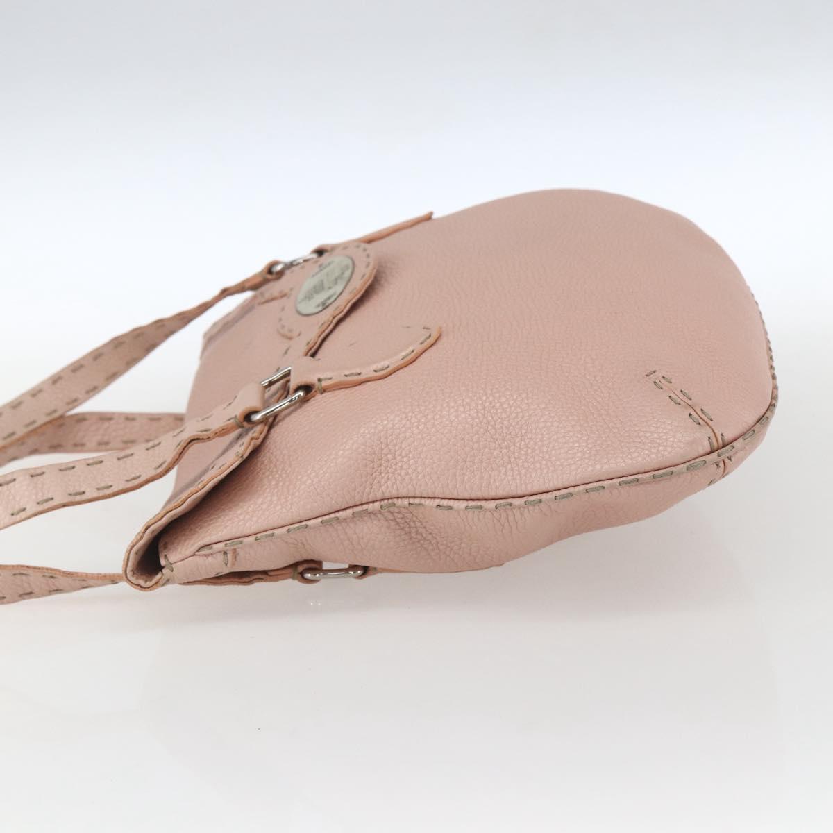 FENDI Celeria Hand Bag Leather Pink Auth ka1320