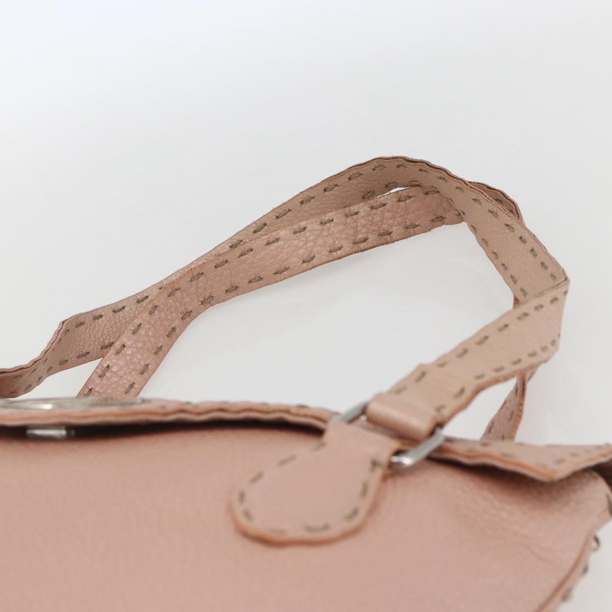 FENDI Celeria Hand Bag Leather Pink Auth ka1320