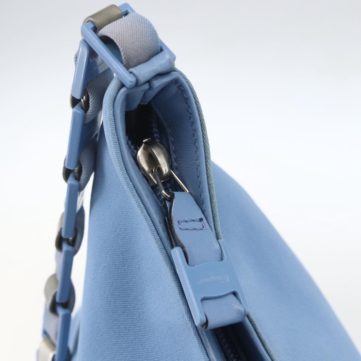 Salvatore Ferragamo Shoulder Bag Nylon Light Blue Silver Auth ka1321
