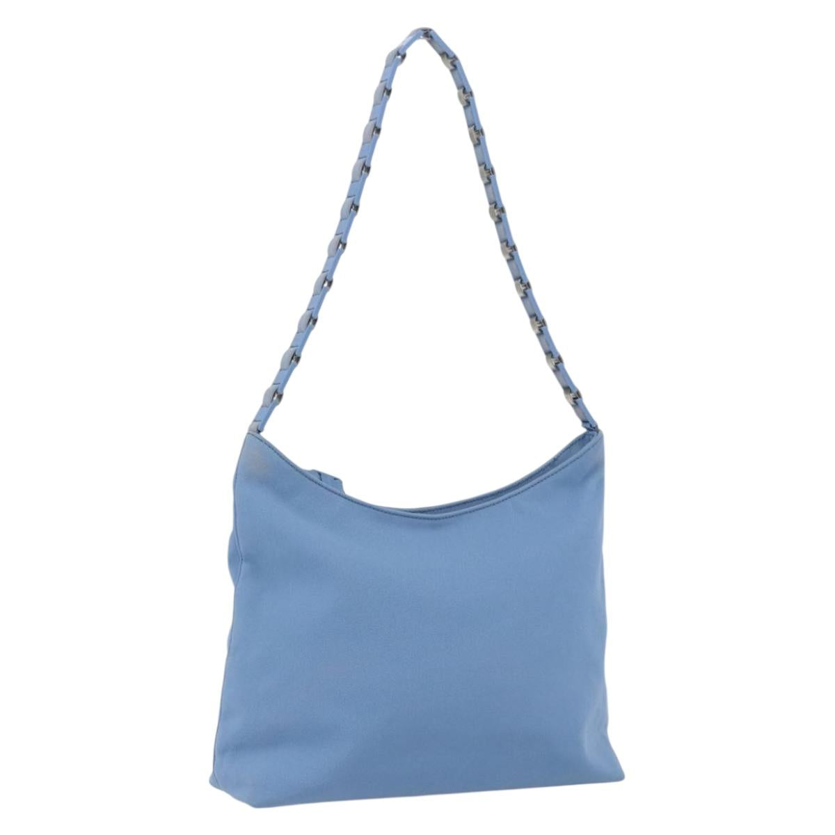 Salvatore Ferragamo Shoulder Bag Nylon Light Blue Silver Auth ka1321