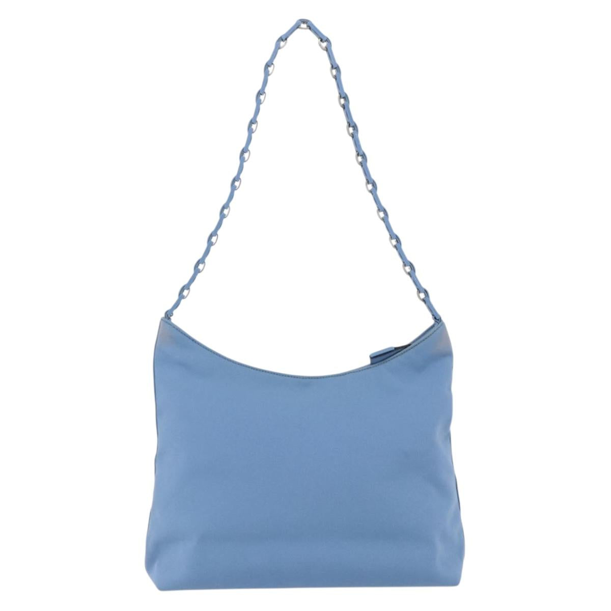 Salvatore Ferragamo Shoulder Bag Nylon Light Blue Silver Auth ka1321