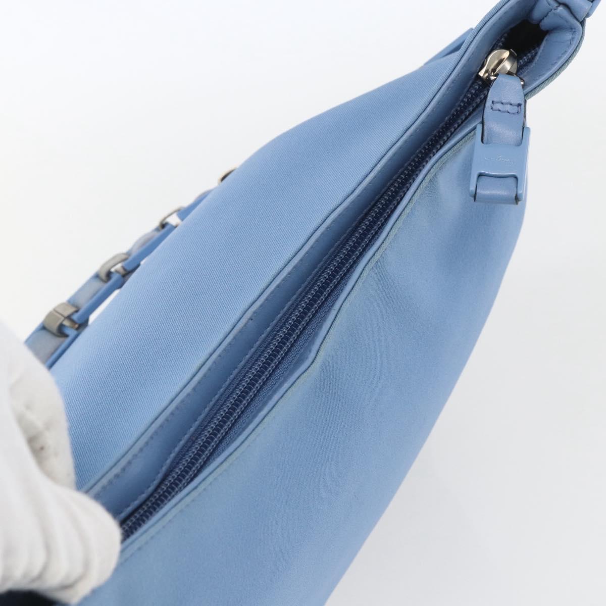 Salvatore Ferragamo Shoulder Bag Nylon Light Blue Silver Auth ka1321