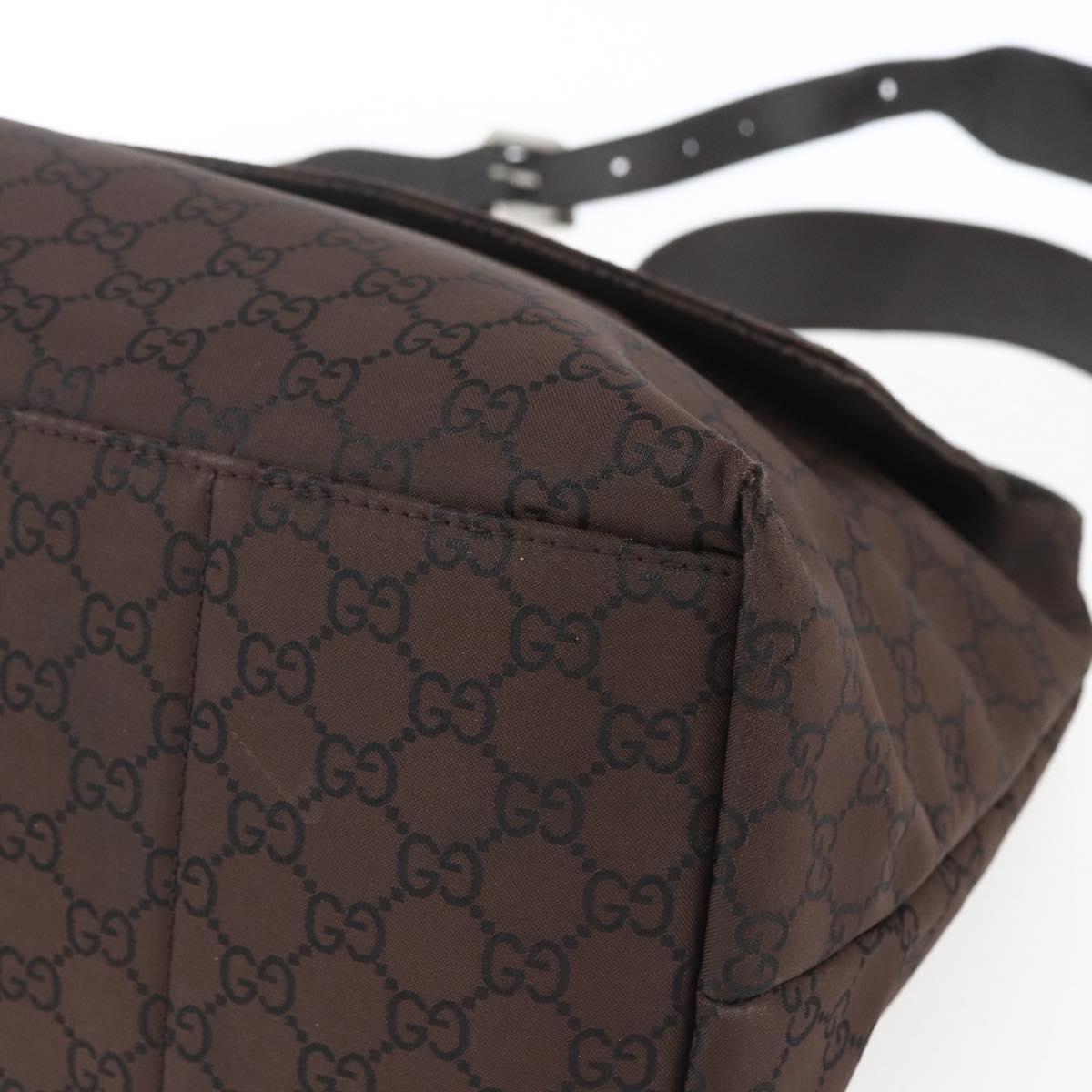 GUCCI GG Canvas Shoulder Bag Brown Silver 272350 Auth ka1322