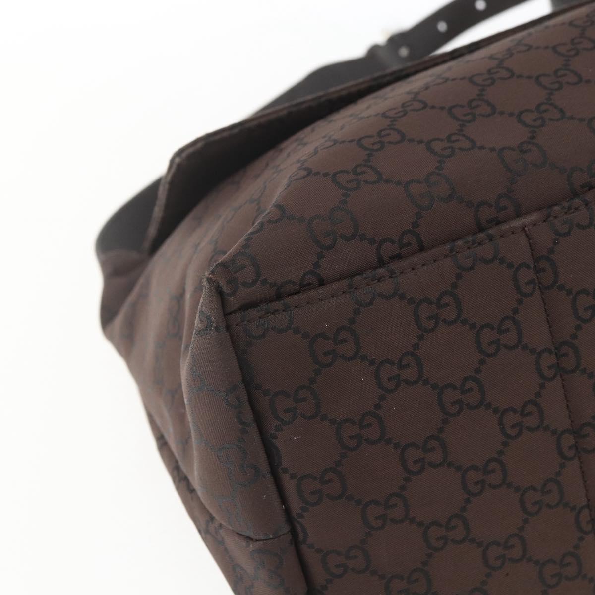GUCCI GG Canvas Shoulder Bag Brown Silver 272350 Auth ka1322