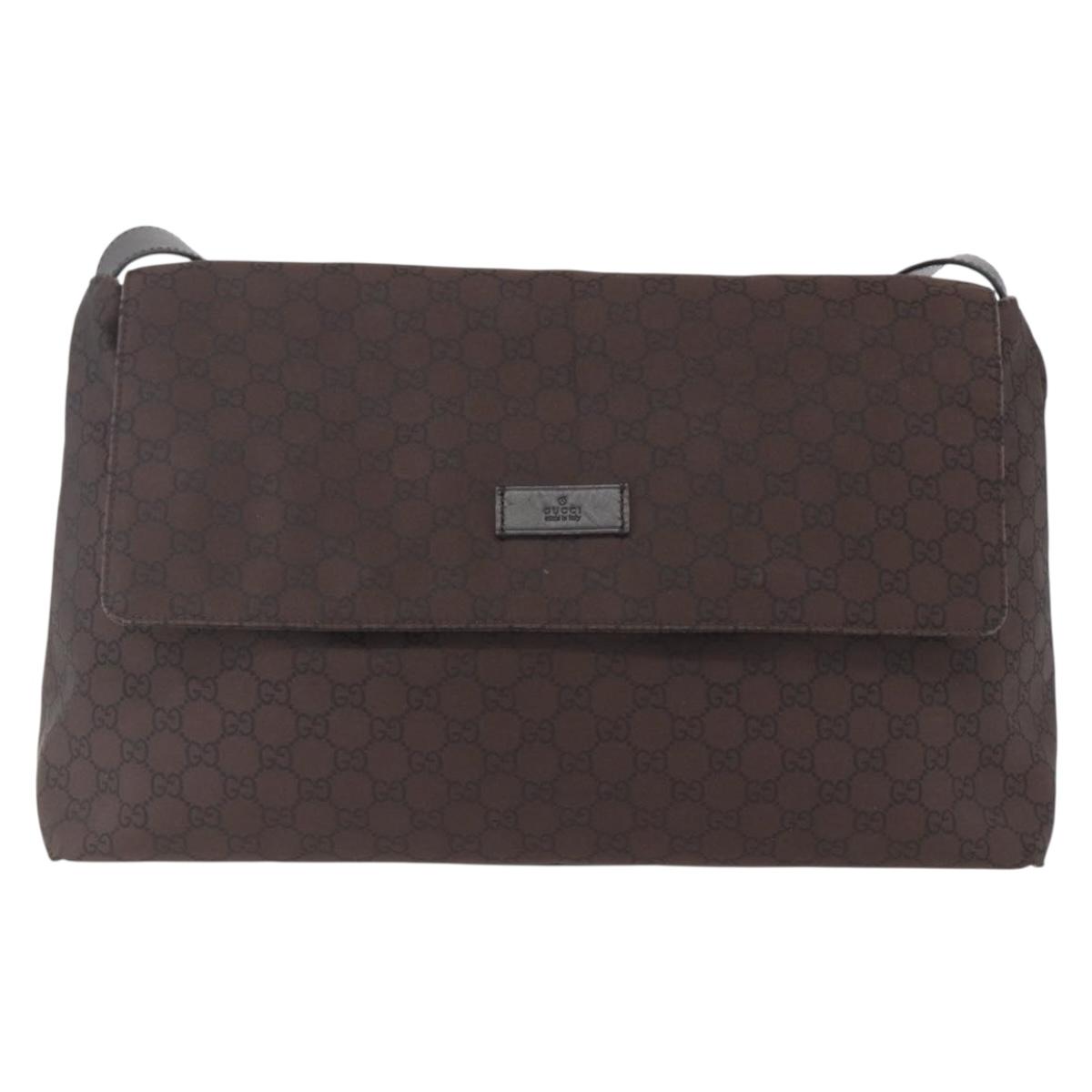 GUCCI GG Canvas Shoulder Bag Brown Silver 272350 Auth ka1322